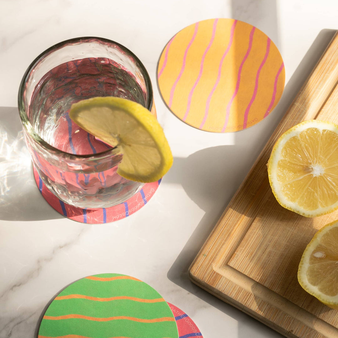 Wiggly Line Striped Coasters - Set of 4