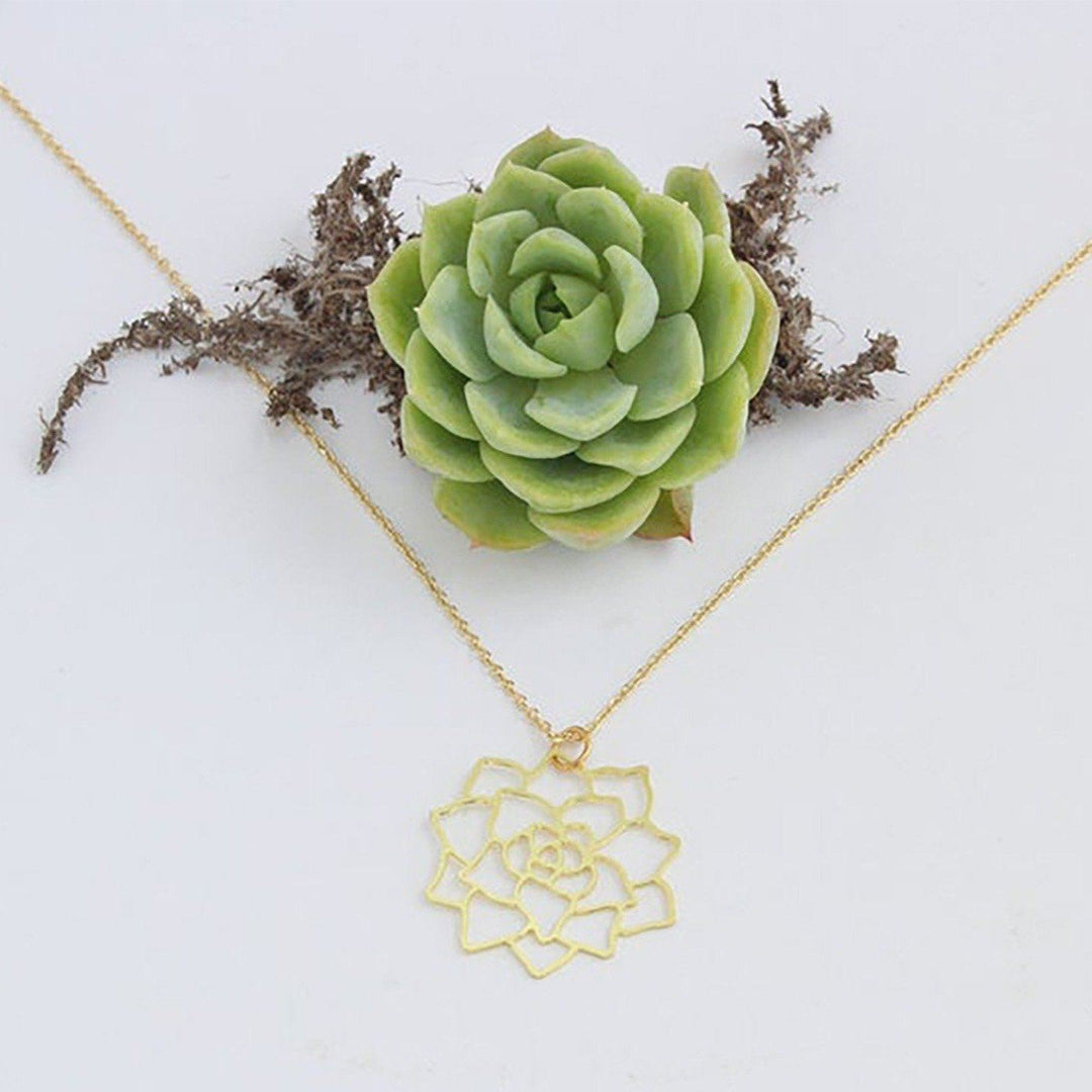 Succulent Necklace - Gold Jewelry A Tea Leaf