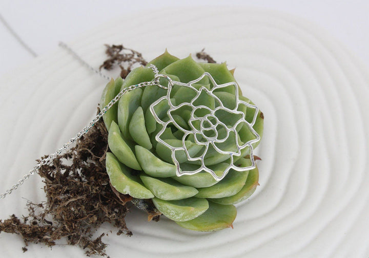 Succulent Necklace - Silver Jewelry A Tea Leaf
