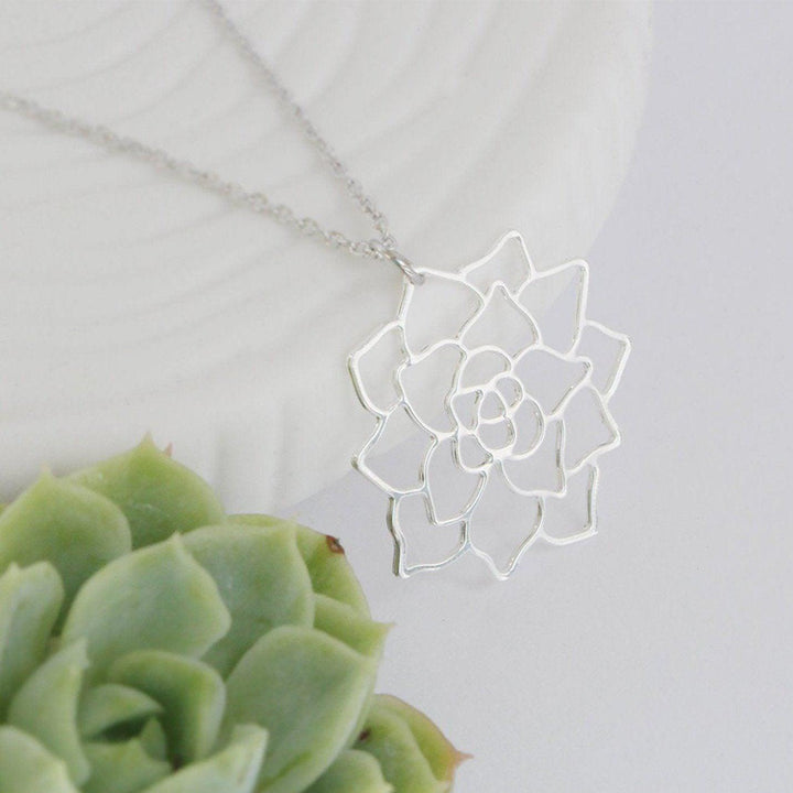 Succulent Necklace - Silver Jewelry A Tea Leaf