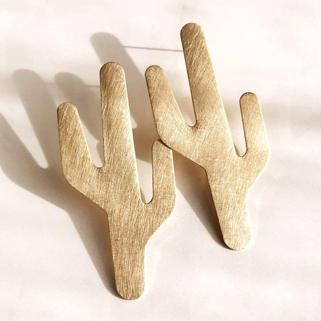 Saguaro Earrings - Brushed Brass