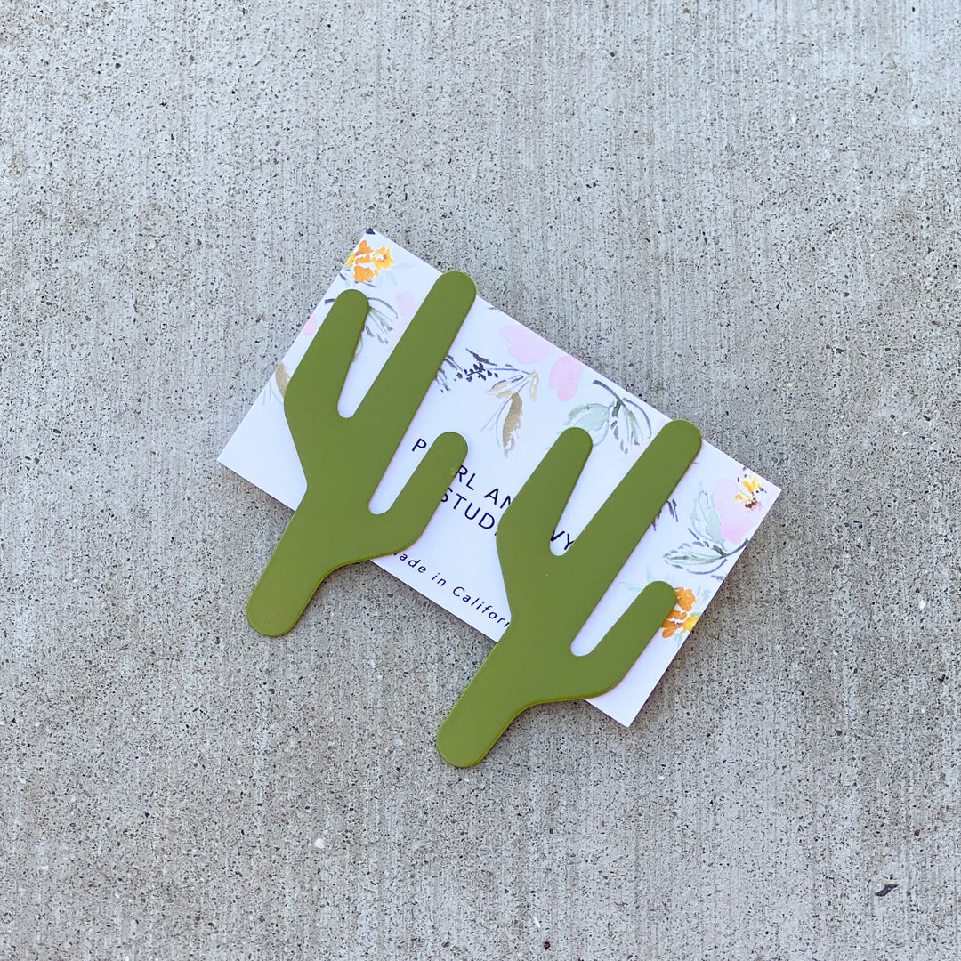 Saguaro Earrings - Cactus Green