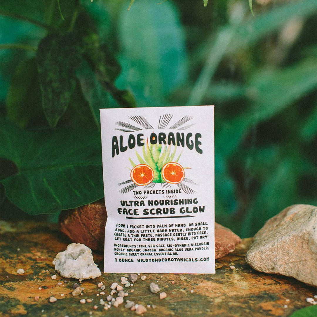 Aloe Orange Face Scrub Glow - Wild Yonder Botanicals - Bath + Body gifts for nature lovers