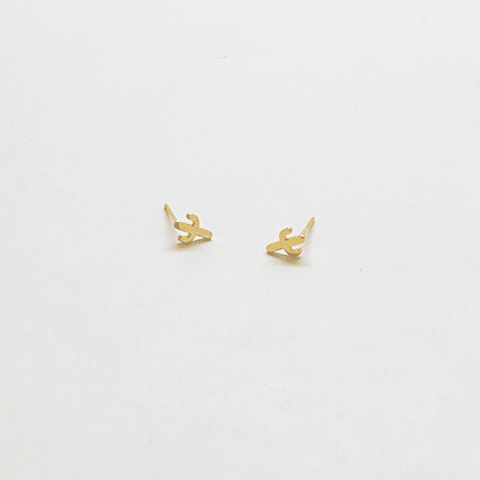 Gold Cactus Stud Earrings