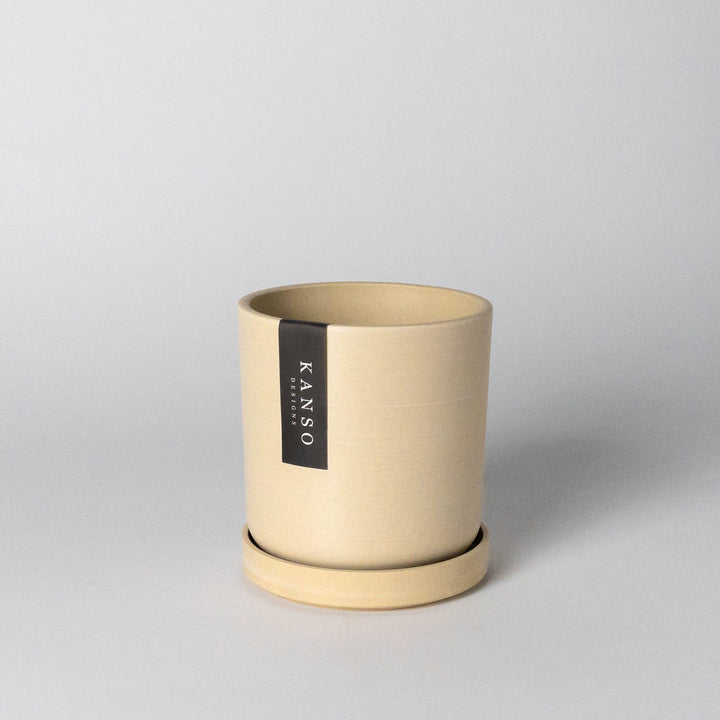 4" Beachwood Brown Planter & Saucer