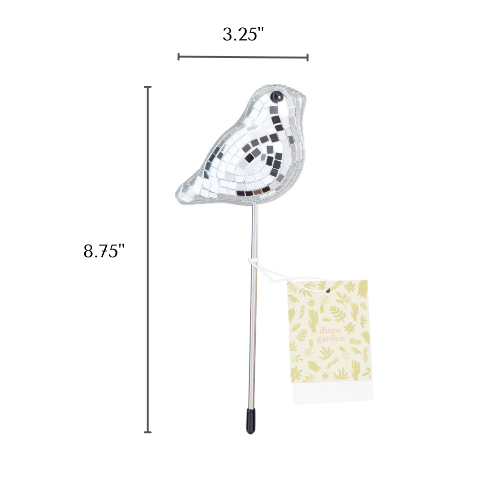 Pollinator Party Trio | Disco Ball Plant Stakes – Butterfly, Birdie & Heart