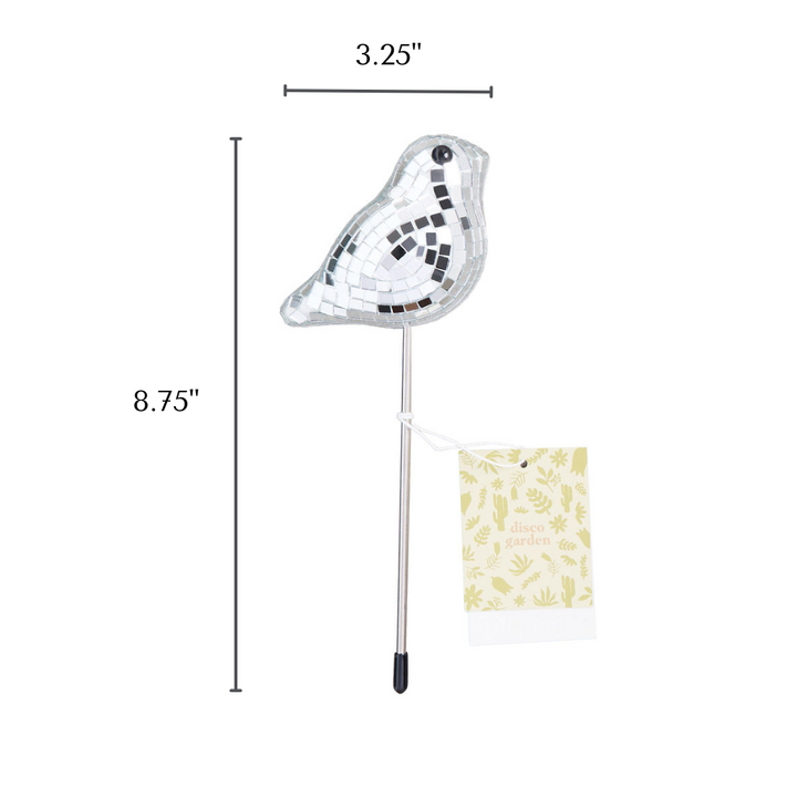 Pollinator Party Trio | Disco Ball Plant Stakes – Butterfly, Birdie & Heart