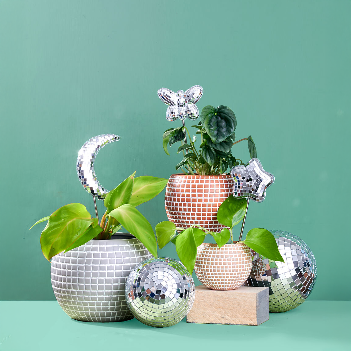 mirrorball plant pot Large Ceramic Disco Ball Planter