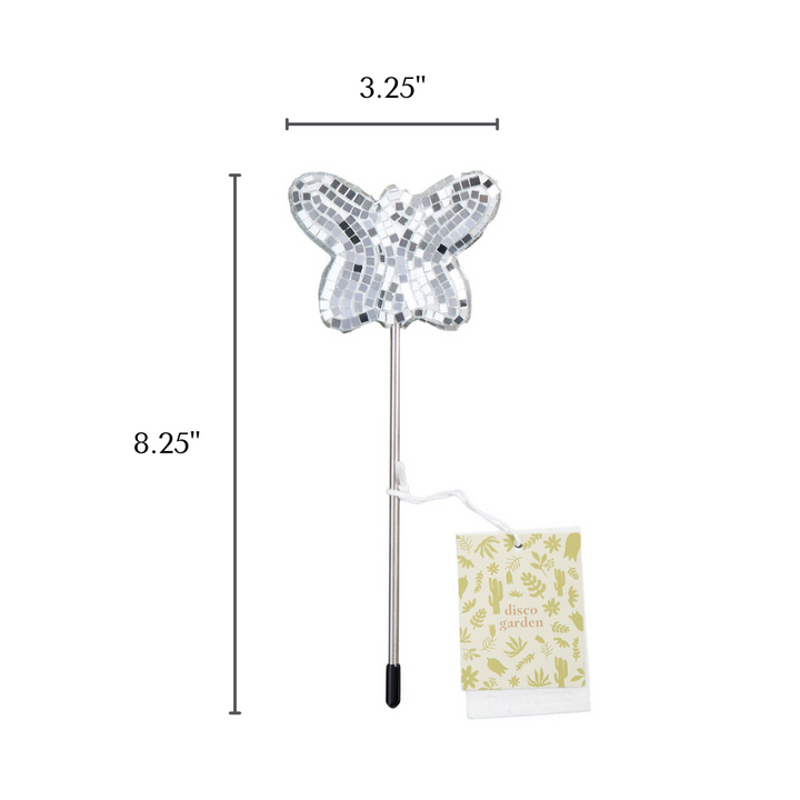 Pollinator Party Trio | Disco Ball Plant Stakes – Butterfly, Birdie & Heart