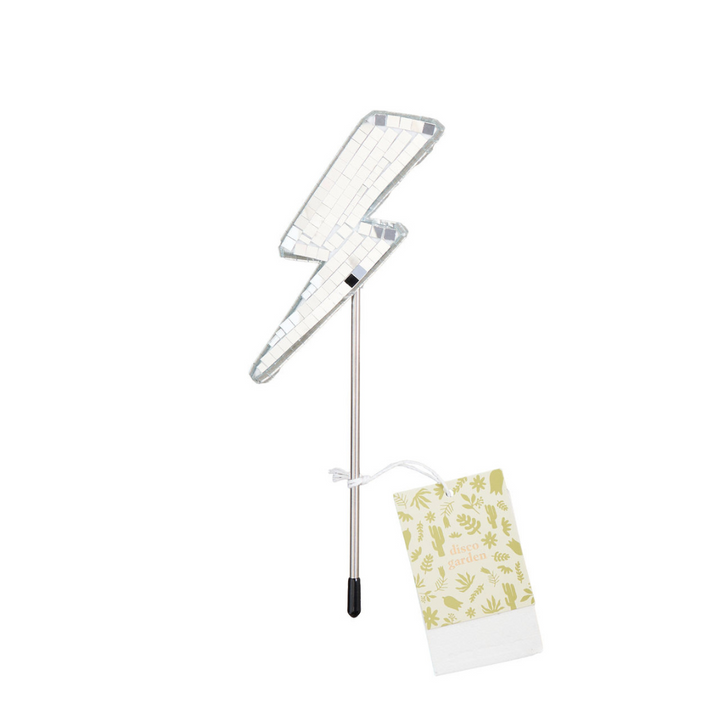 Disco Lightning Bolt - Mirror Disco Ball Plant Stake
