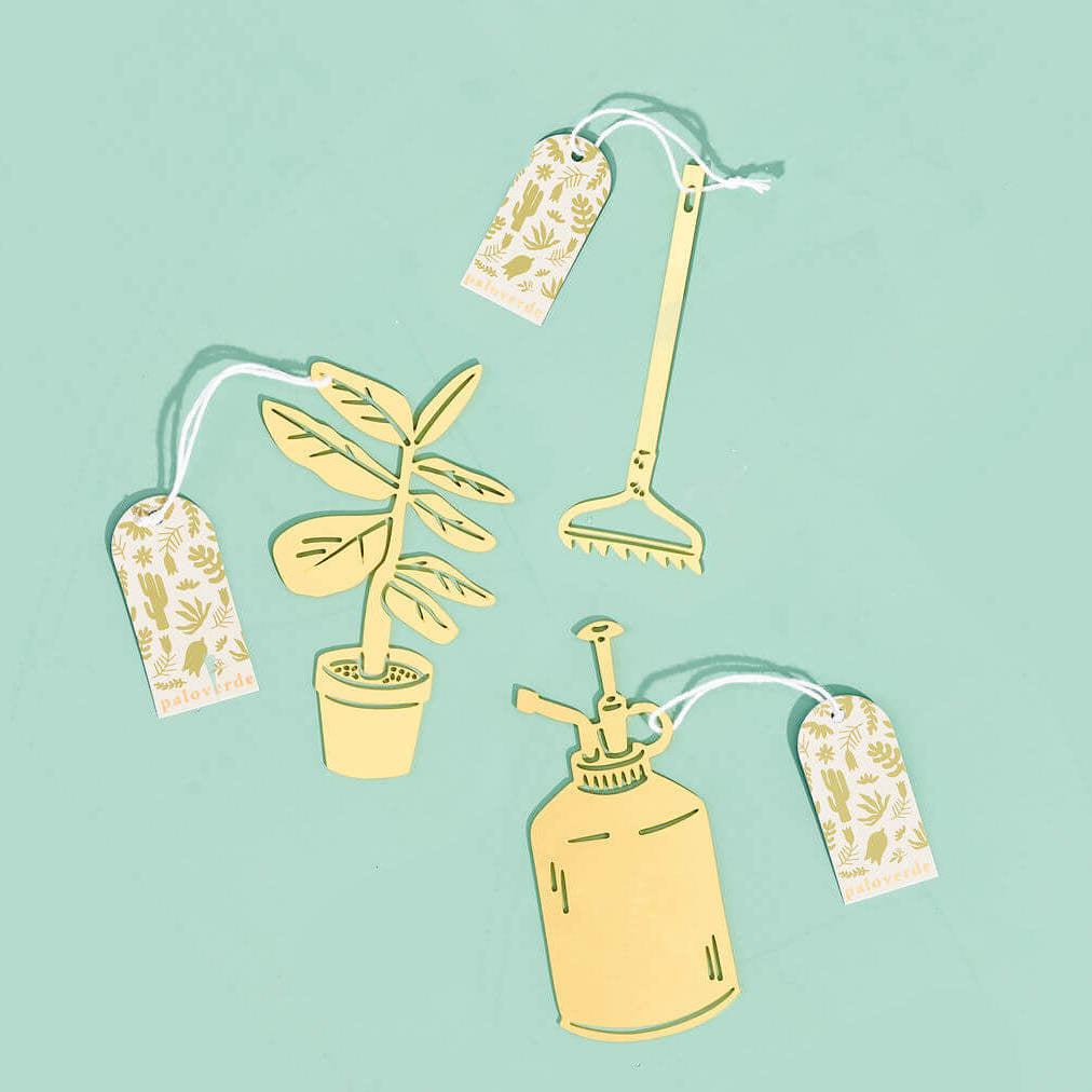 Garden Tools Brass Holiday Ornament Trio #2