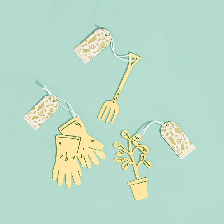 Garden Tools Brass Holiday Ornament Trio #3