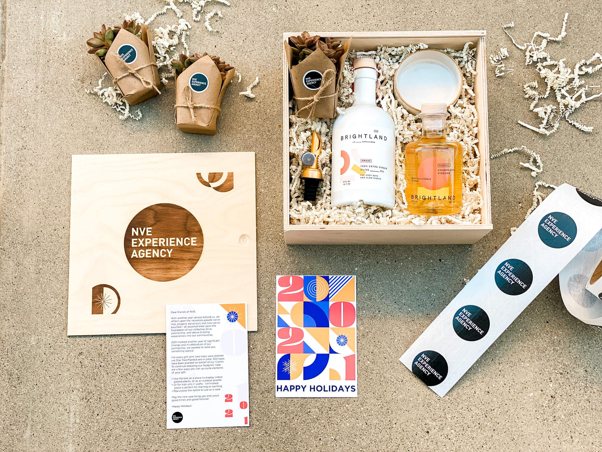 A fully custom branded gift box produced by Paloverde for client gift boxes inspired by nature
