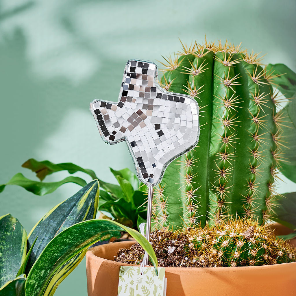 Disco Texas - Mirror Disco Ball Plant Stake
