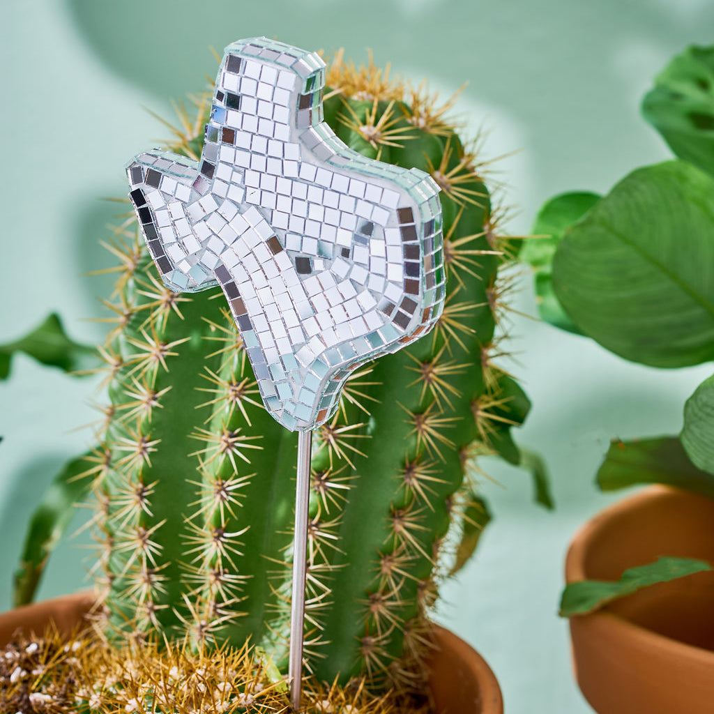 Disco Texas - Mirror Disco Ball Plant Stake