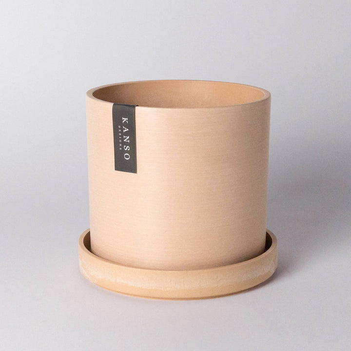 4" Beachwood Brown Planter & Saucer