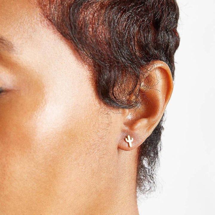 Gold Cactus Stud Earrings