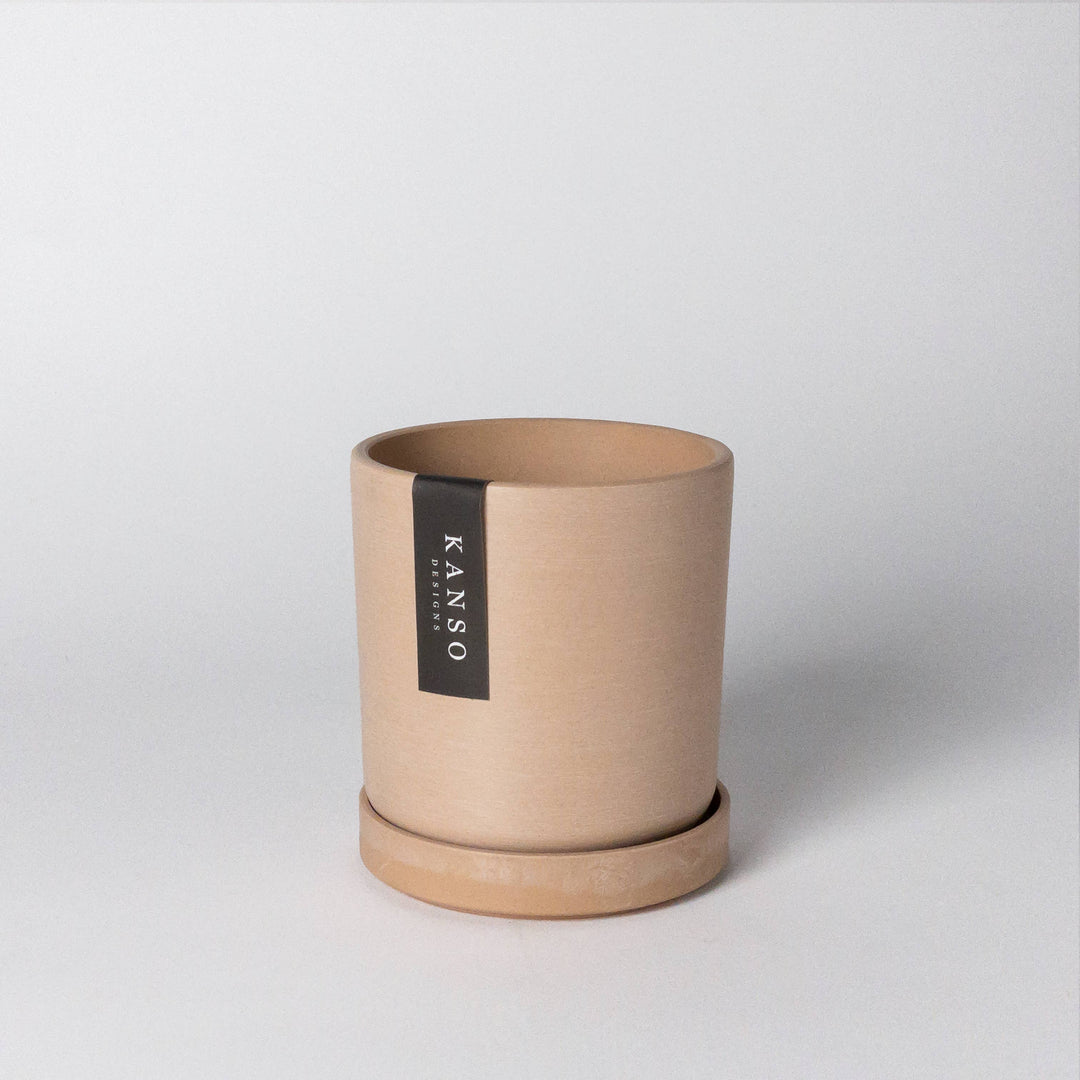 4" Beachwood Brown Planter & Saucer