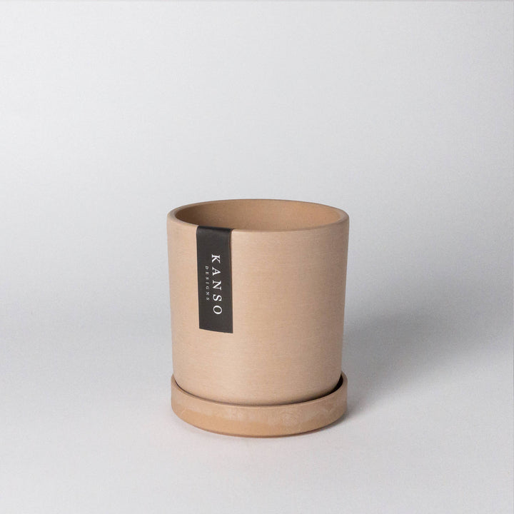 4" Beachwood Brown Planter & Saucer