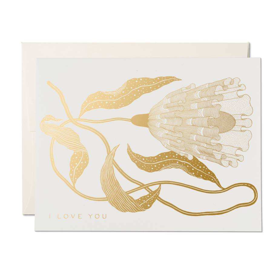 I Love You Gold Flower Card