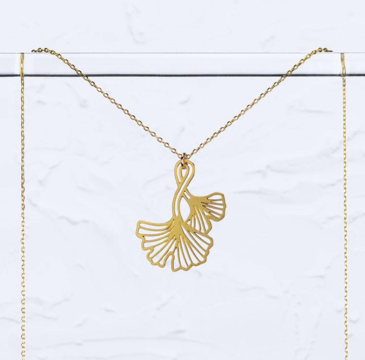 Ginkgo Leaves Necklace - Gold Jewelry A Tea Leaf 