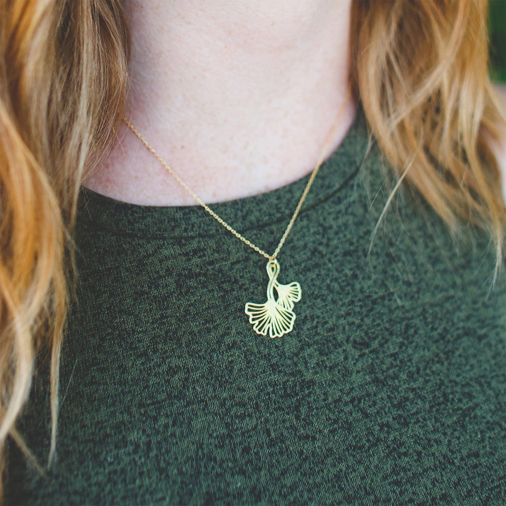 Ginkgo Leaves Necklace - Gold Jewelry A Tea Leaf 