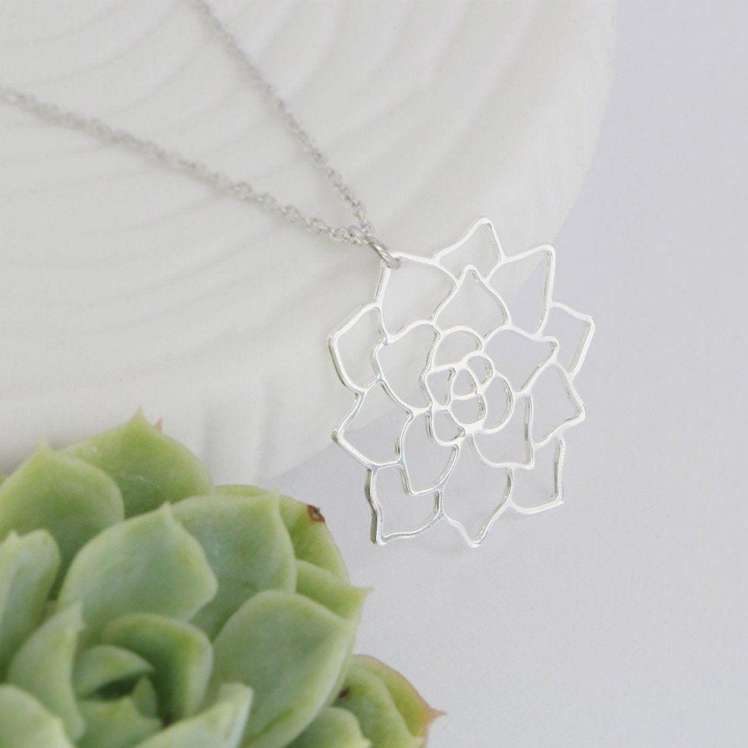 Succulent Necklace - Silver Jewelry A Tea Leaf 