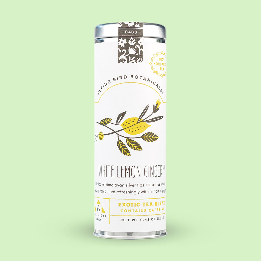 White Lemon Ginger Tea Bags-Flying Bird Botanicals-Paloverde-Botanicals