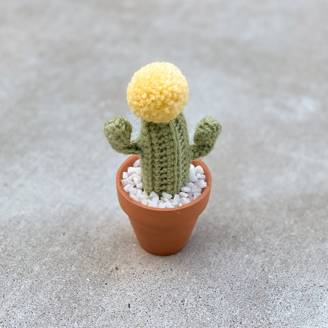 Mini Crochet Cactus Decor Fuzzypod Yellow + Green 