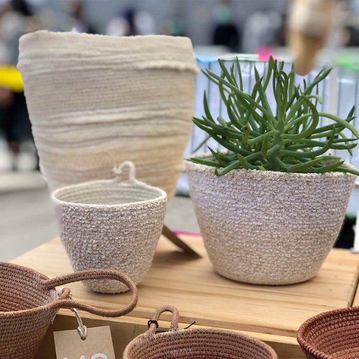 Mini Planter - Oatmeal Boucle - Mokun - unique gift for plant lovers