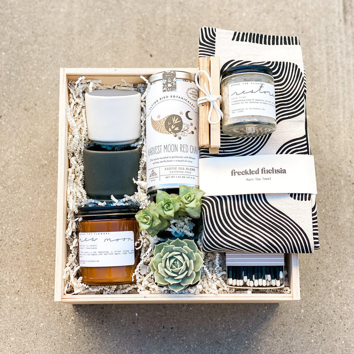 New Moon curated gift box with succulent plants and botanical gifts