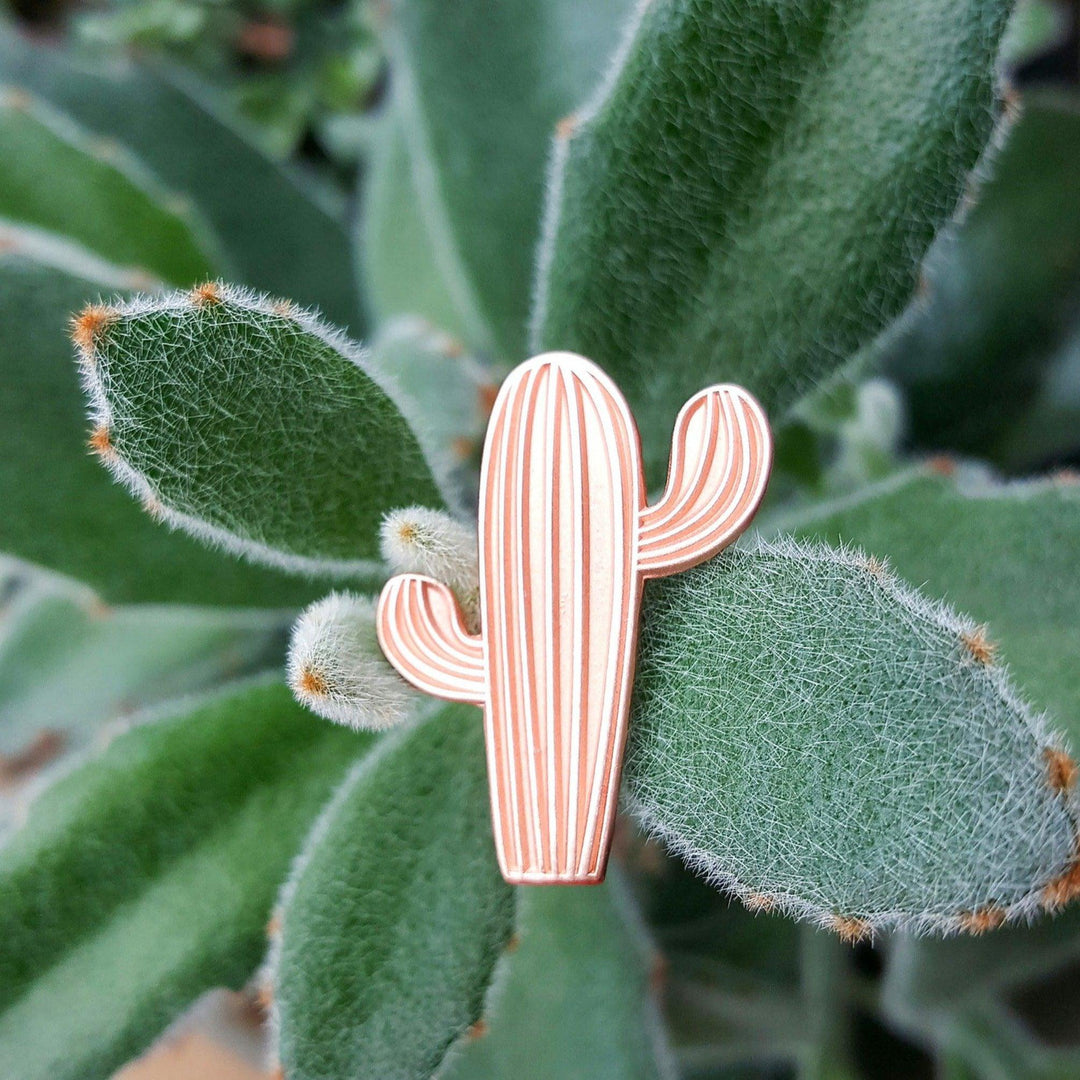 Cactus x Rose Gold Saguaro Pin Accessories Hemleva 