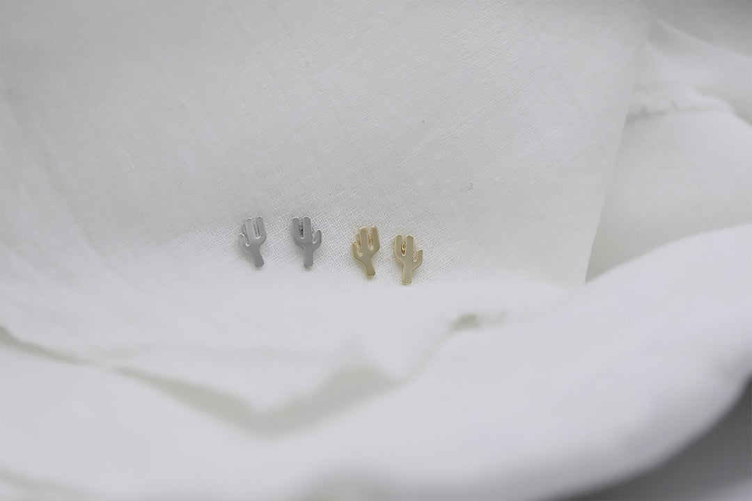 Cactus Stud Earrings - Silver Jewelry Teal Market 