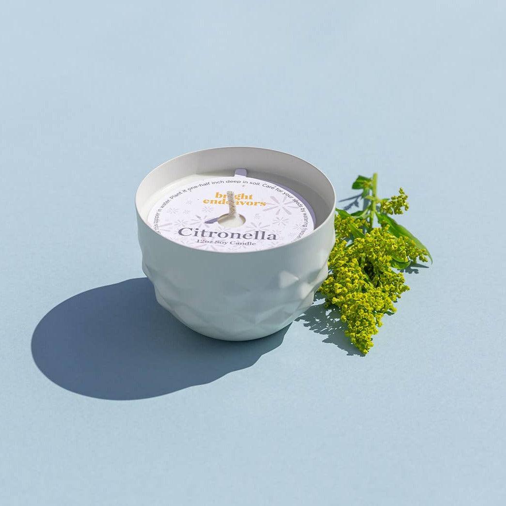 Citronella White Soy Candle - Bright Endeavors - unique gift for plant lovers